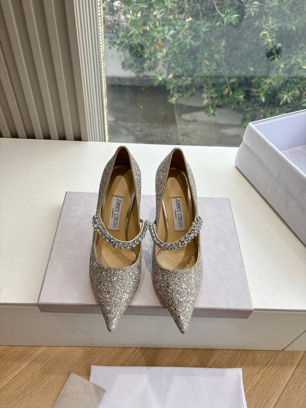 Jimmy Bing Pumps 85 with Crystals Sand Glitter Finish Fabric 547685