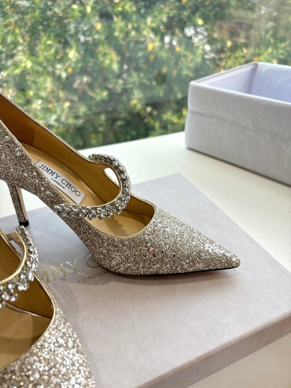 Jimmy Bing Pumps 85 with Crystals Sand Glitter Finish Fabric 547685