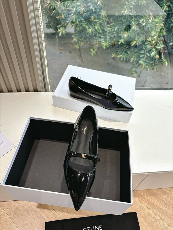 CELINE Ballet Flats Black Patent Leather 285943