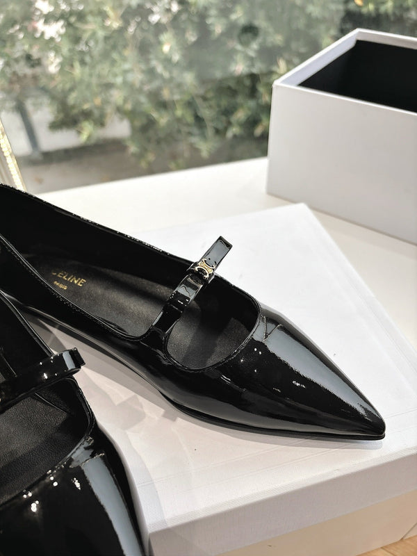 CELINE Ballet Flats Black Patent Leather 285943