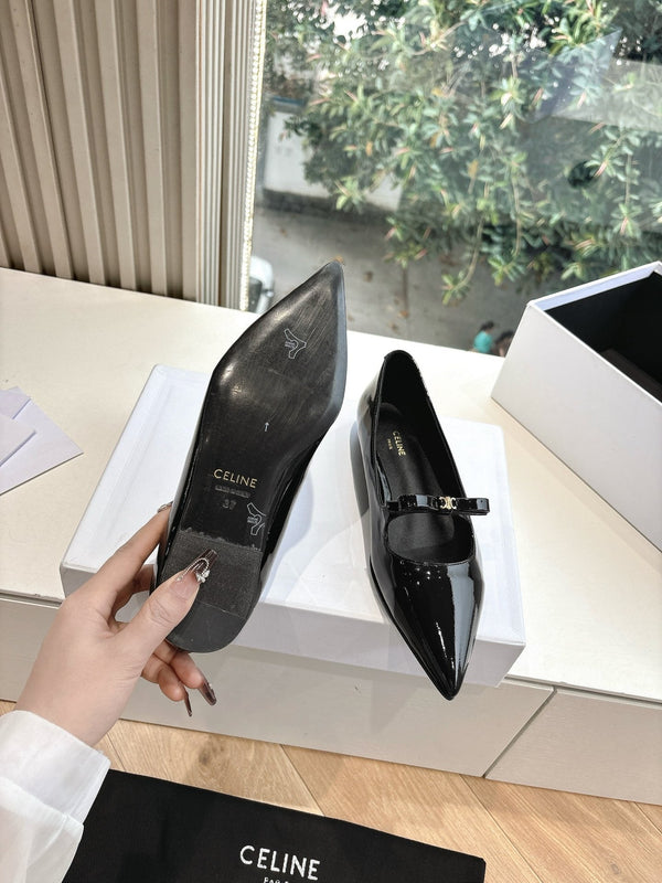 CELINE Ballet Flats Black Patent Leather 285943