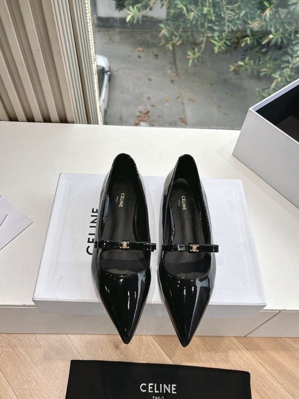 CELINE Ballet Flats Black Patent Leather 285943