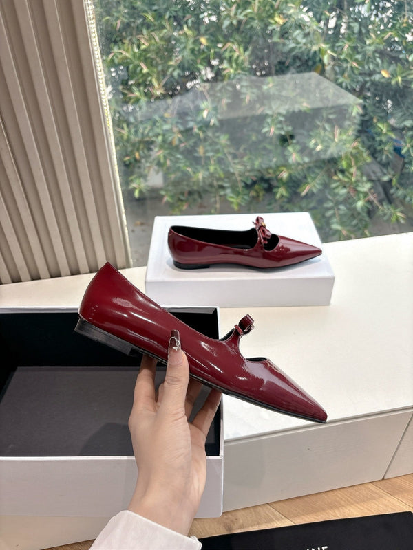 CELINE Ballet Flats Red Patent Leather 285945