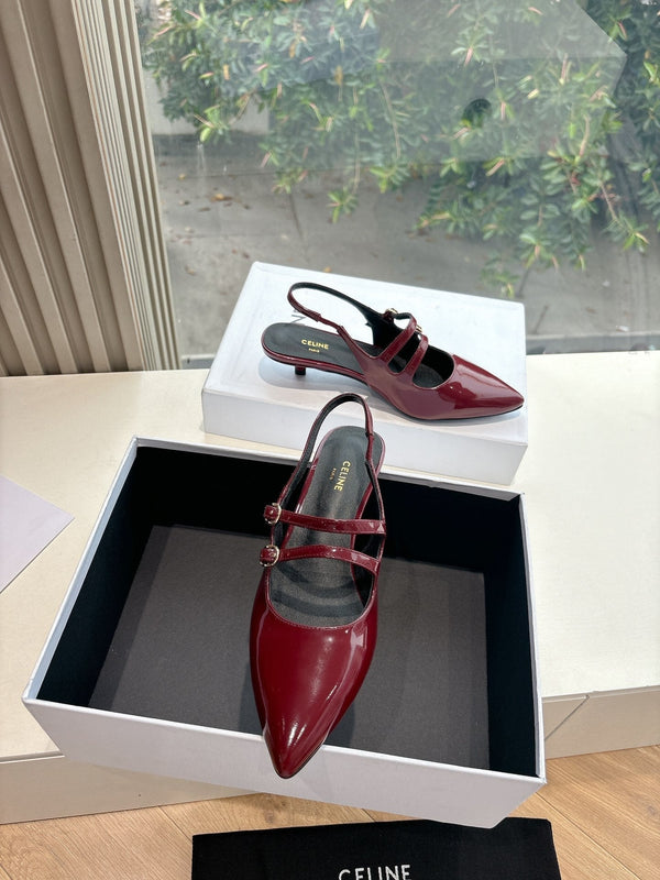 CELINE Slingback Red Patent Leather 285947