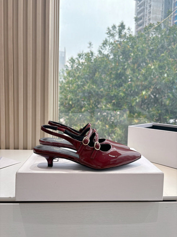 CELINE Slingback Red Patent Leather 285947