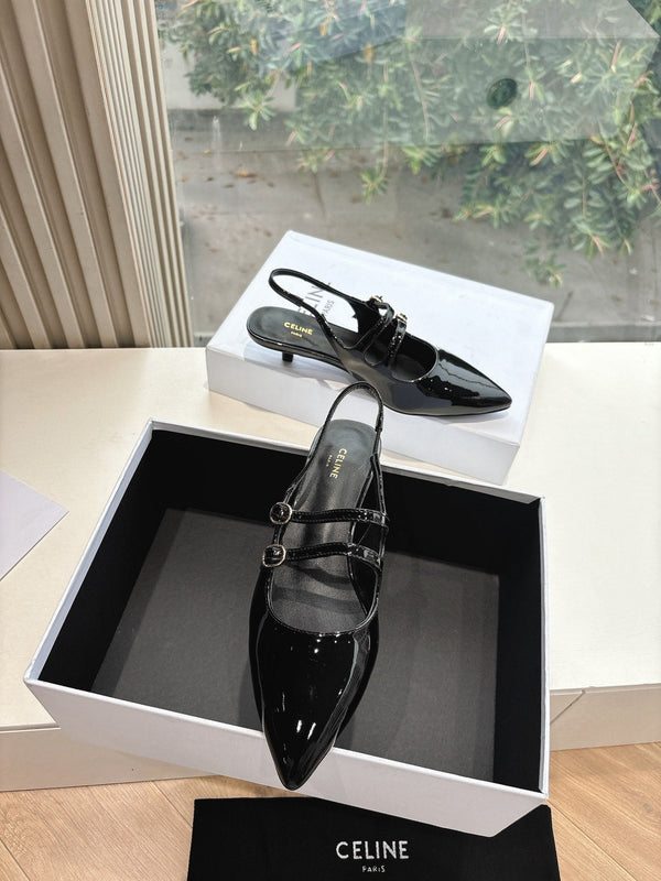 CELINE Slingback Black Patent Leather 285949