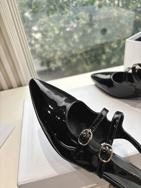 CELINE Slingback Black Snake Embossed Leather 285948