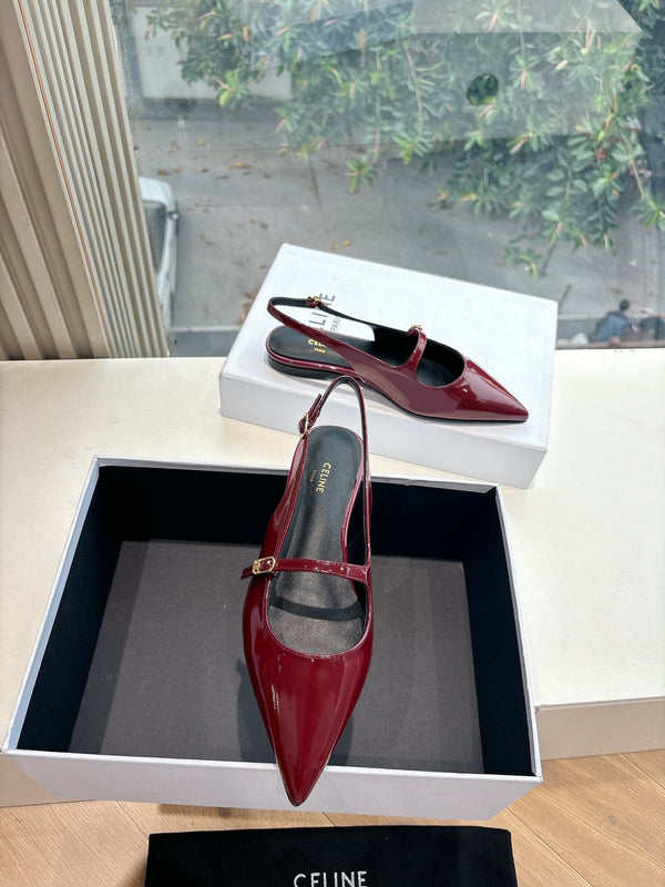 CELINE Slingback Red Patent Leather 285950