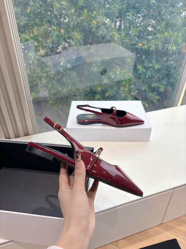 CELINE Slingback Red Patent Leather 285950
