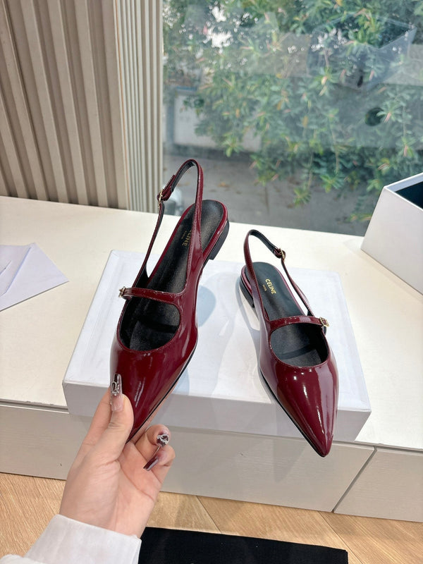 CELINE Slingback Red Patent Leather 285950