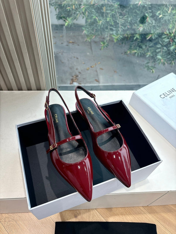 CELINE Slingback Red Patent Leather 285950