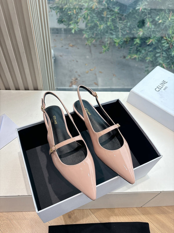 CELINE Slingback Pink Patent Leather 285951