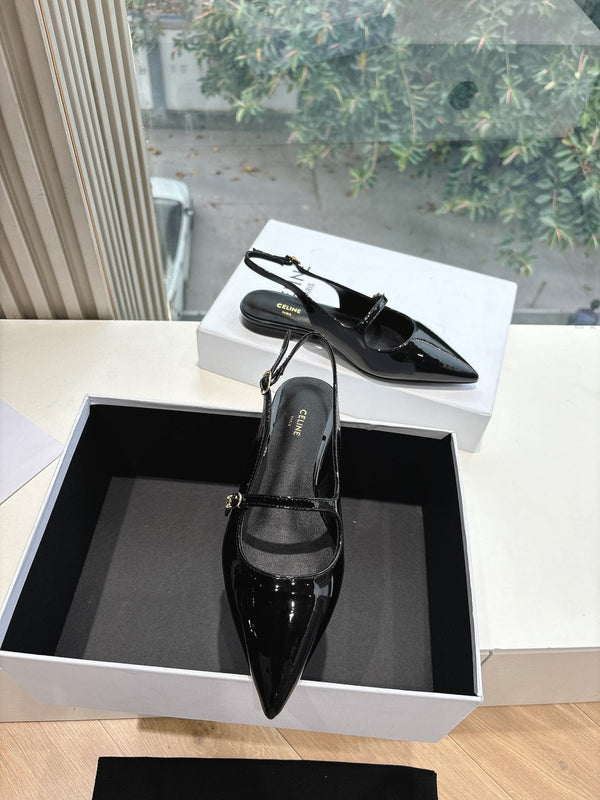 CELINE Slingback Black Patent Leather 285952
