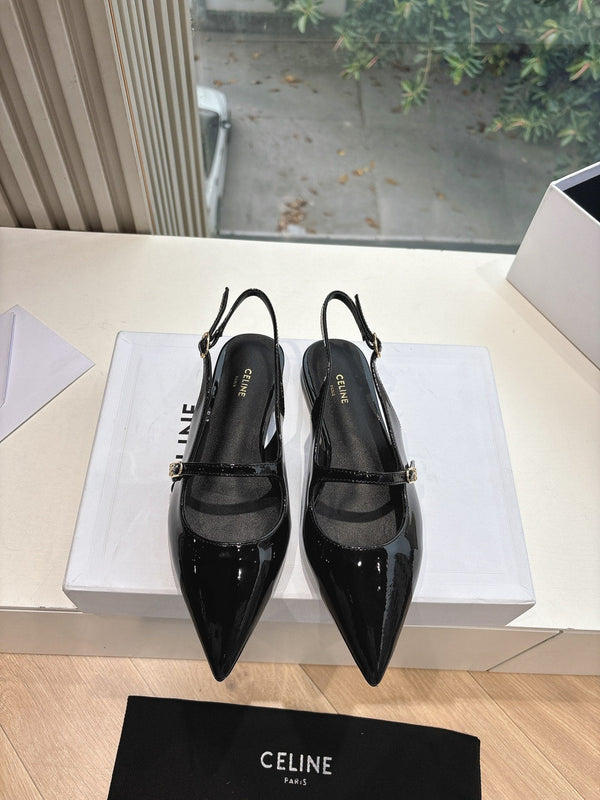 CELINE Slingback Black Patent Leather 285952