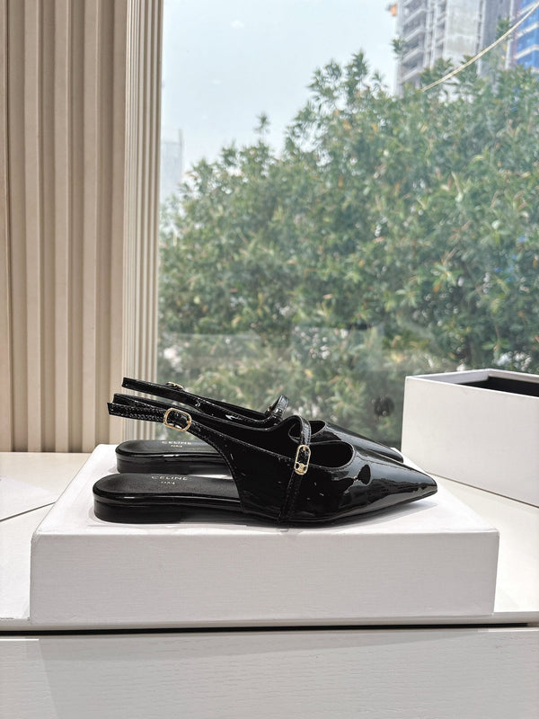 CELINE Slingback Black Patent Leather 285952