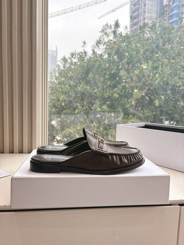 CELINE Slippers Brown Leather 285953