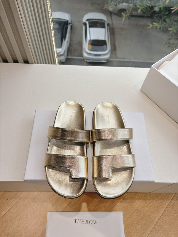 Hugh Sandal in Gold Metallic Cowhide 286182