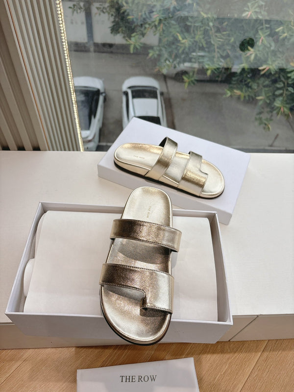 Hugh Sandal in Gold Metallic Cowhide 286182