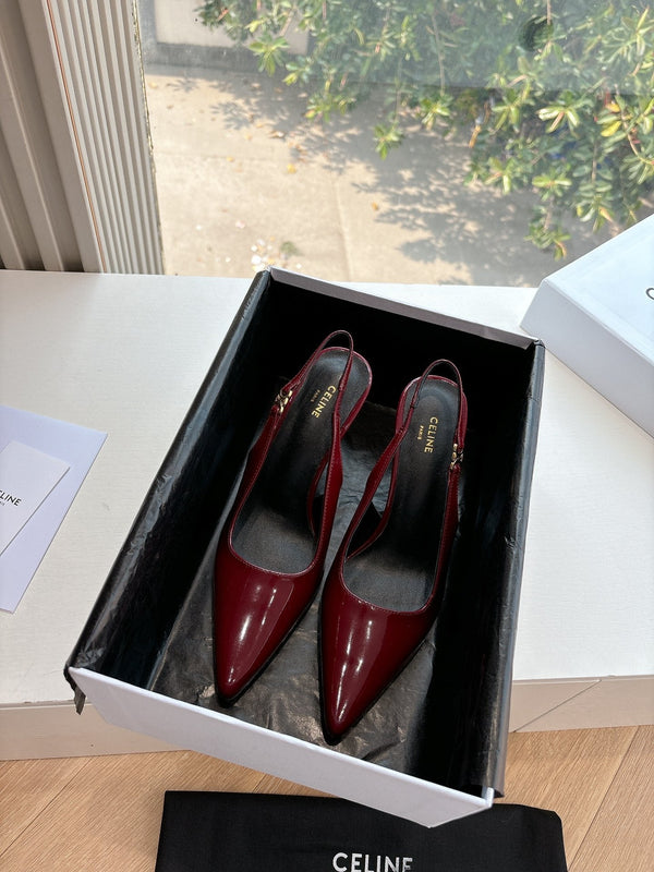 CELINE Slingbacks Red Patent Leather 285939