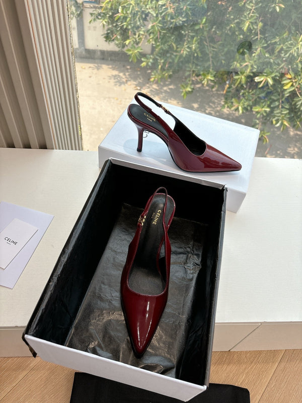 CELINE Slingbacks Red Patent Leather 285939