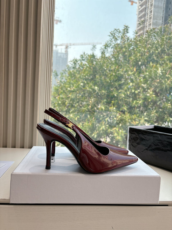 CELINE Slingbacks Red Patent Leather 285939