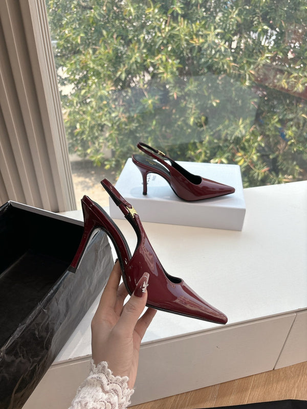 CELINE Slingbacks Red Patent Leather 285939