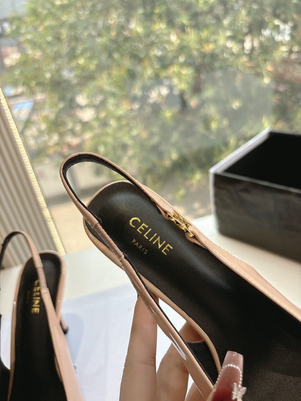 CELINE Slingbacks Pink Patent Leather 285941