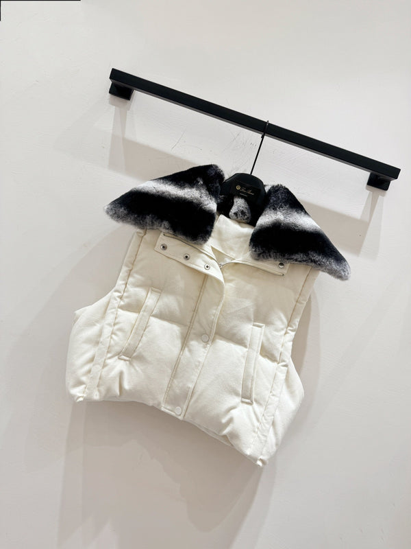 LP 25 Vest White Black Fur Cashmere Wool 310254