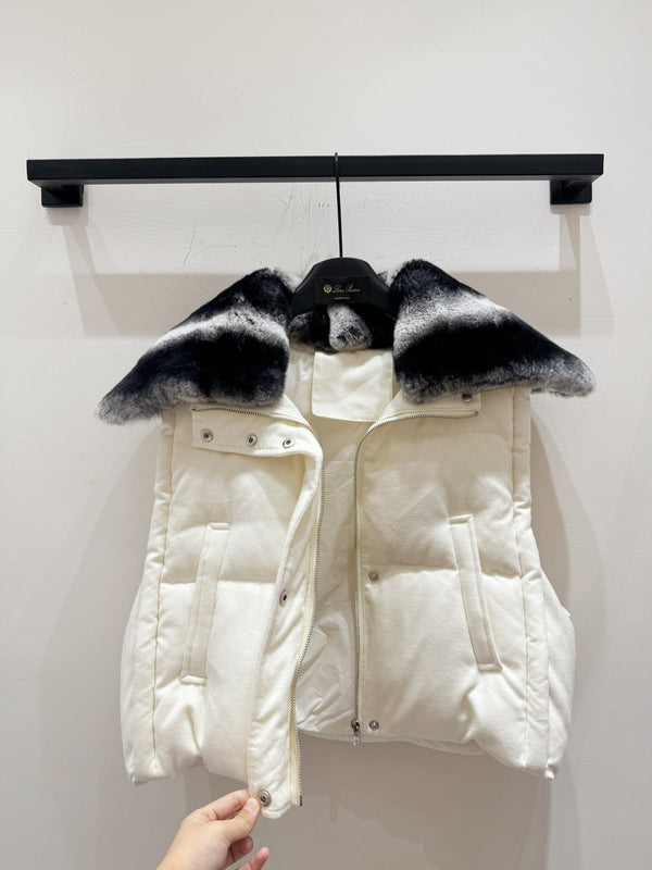 LP 25 Vest White Black Fur Cashmere Wool 310254