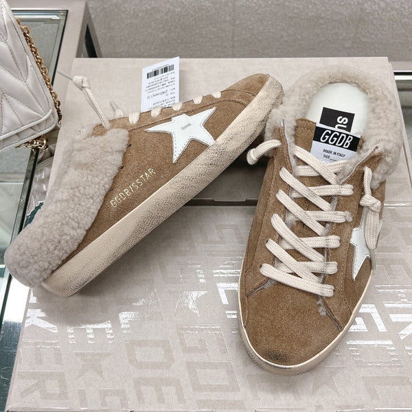 Golden Goose 2025 Sabot Mule Sneaker Space-Star Daim Laine Marron 119148