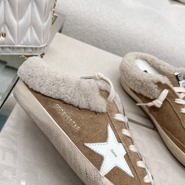 Golden Goose 2025 Sabot Mule Sneaker Space-Star Daim Laine Marron 119148