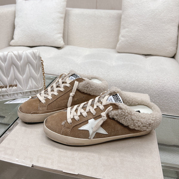 Golden Goose 2025 Sabot Mule Sneaker Space-Star Daim Laine Marron 119148