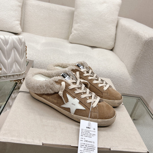 Golden Goose 2025 Sabot Mule Sneaker Space-Star Daim Laine Marron 119148