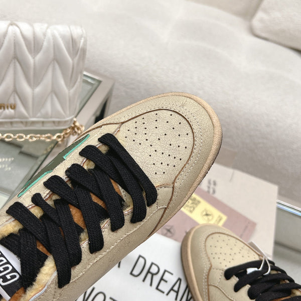 SNEAKERS BALL STAR IN PELLE DI VITELLO BEIGE RODEO DUST CON LINGUETTA BLU CON STELLA VERDE