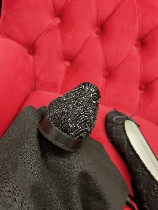 ballet flat black denim grosgrain