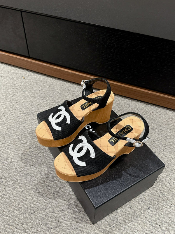 cc sandal 100 black canvas white cc
