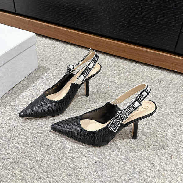 cd slingback 100 in rafia nera in pelle di agnello