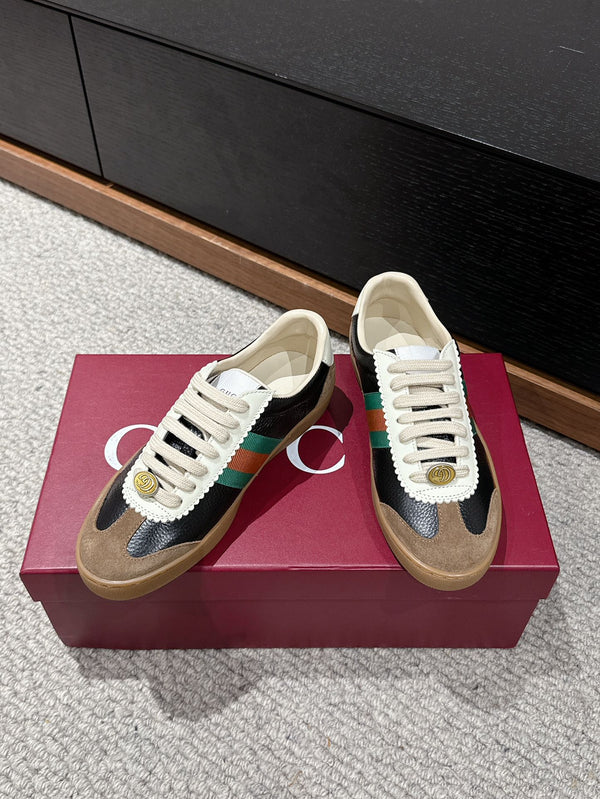 SNEAKER GG & ADIDAS IN PELLE DI VITELLO NERA E MARRONE