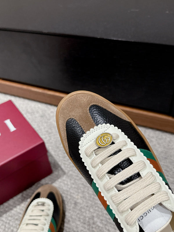 SNEAKER GG & ADIDAS IN PELLE DI VITELLO NERA E MARRONE