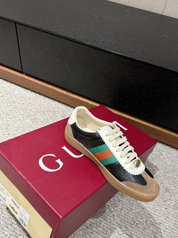 SNEAKER GG & ADIDAS IN PELLE DI VITELLO NERA E MARRONE