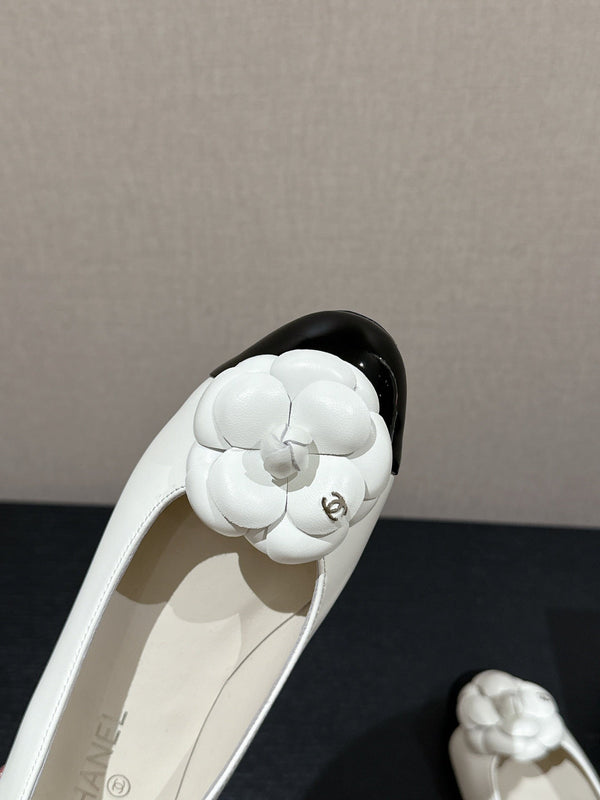 ballerina fiore vitello bianco vitello verniciato nero