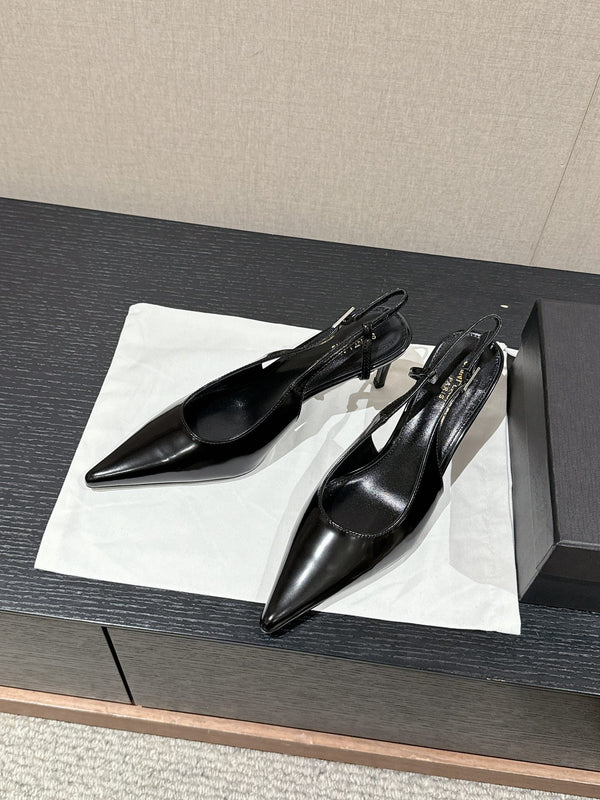 SL CHERISH SLINGBACK 75 BLACK CALFSKIN