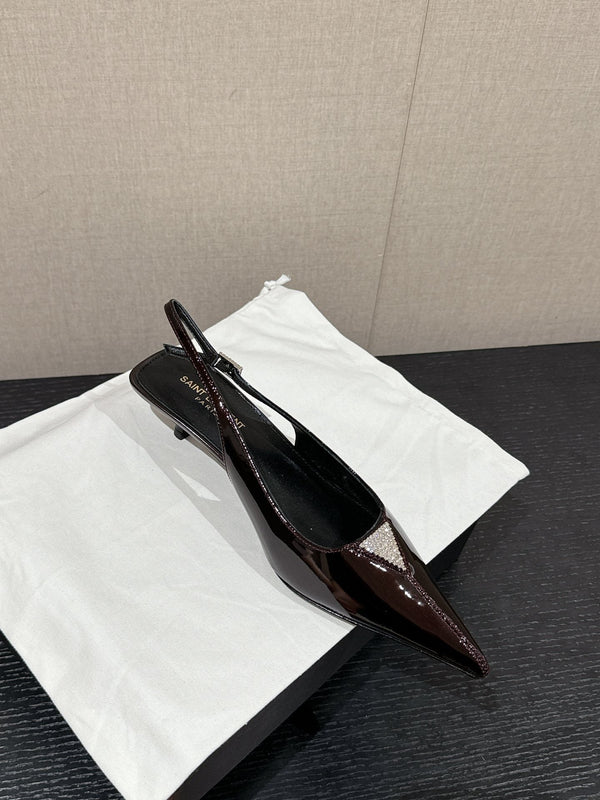 SL CHERISH CRYSTAL SLINGBACK WINE CALFSKIN