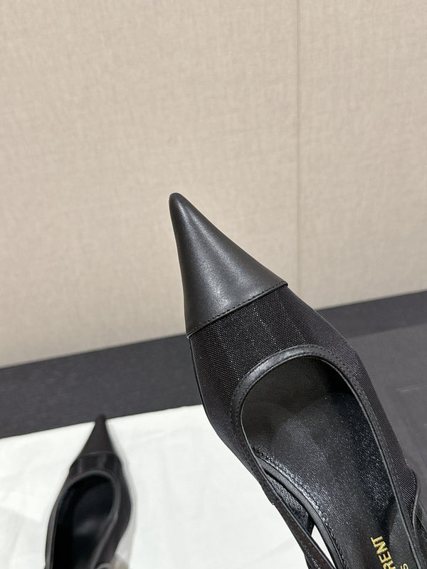 SL CHERISH SLINGBACK 45 BLACK MESH AND CALFSKIN