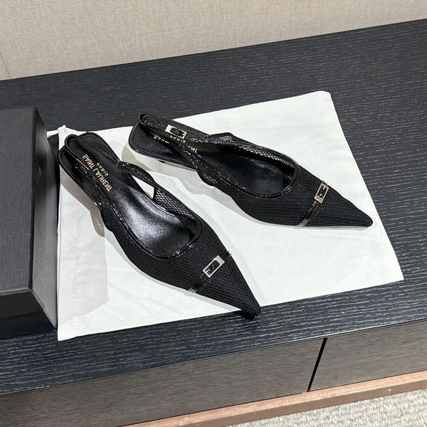 SL CHERISH BUCKLE SLINGBACK 45 BLACK MESH