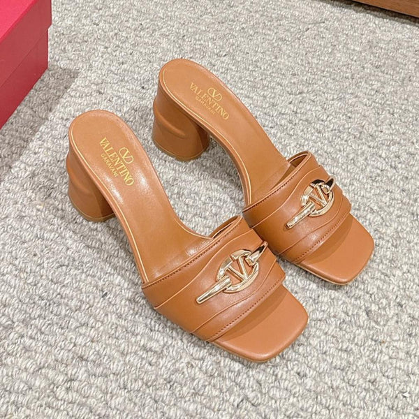 SANDALO VLOGO SIGNATURE SLIDE 60MM IN PELLE DI VITELLO BRONZO