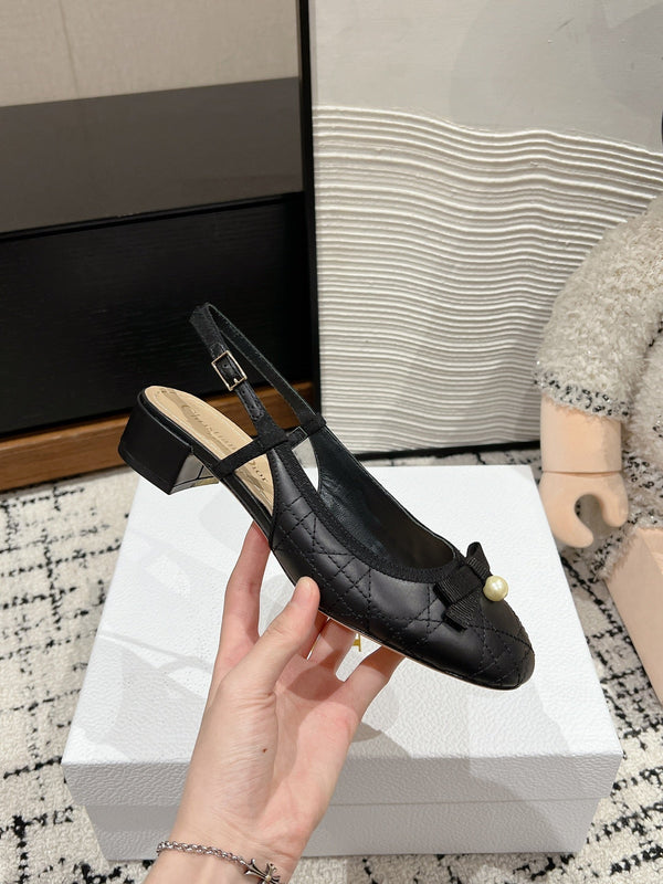 CD Ballet Slingback Pump 30mm In Black Quilted Calfskin 997043