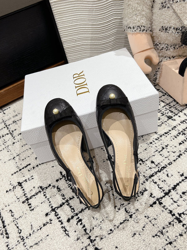 CD Ballet Slingback Pump 30mm In Black Quilted Calfskin 997043