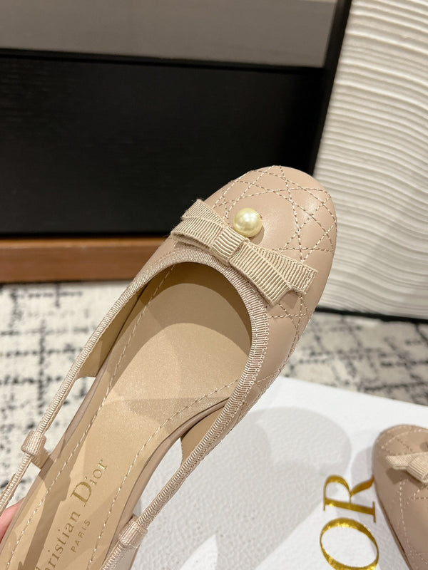 CD Ballet Slingback Pump 30mm In Nude Quilted Calfskin 997045