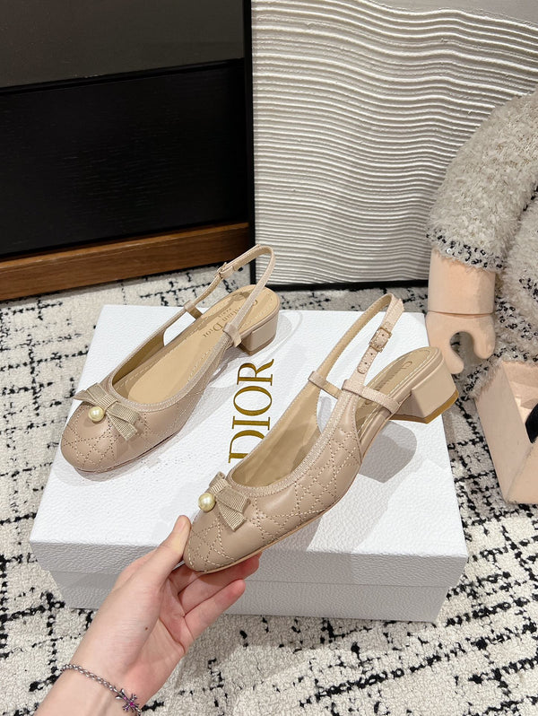 CD Ballet Slingback Pump 30mm In Nude Quilted Calfskin 997045